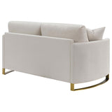 Corliss Upholstered Curved Track Arm Loveseat Beige | Beige | 508822