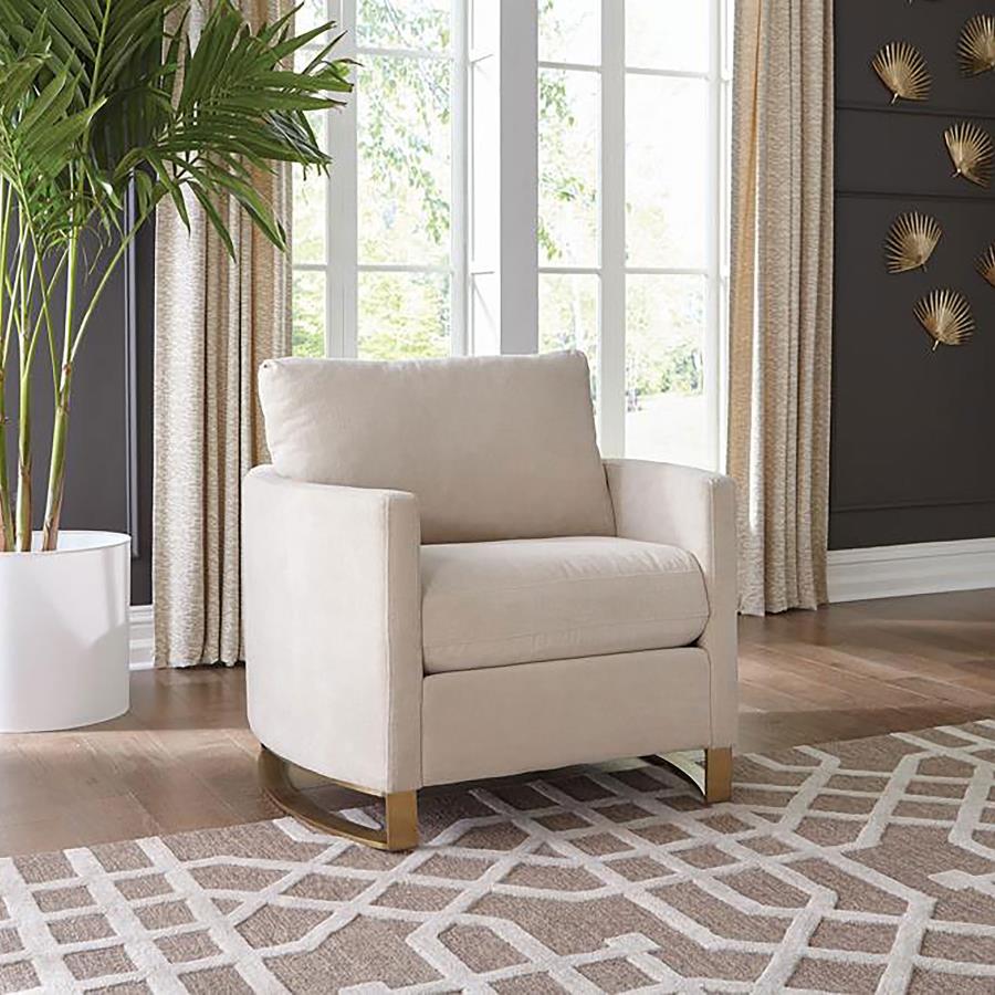Corliss Upholstered Curved Track Arm Chair Beige | Beige | 508823