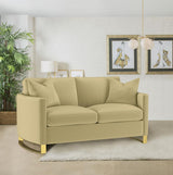 Corliss Upholstered Curved Track Arm Loveseat Camel | Beige | Camel | 508825