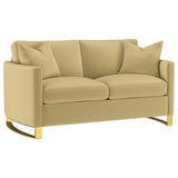 Corliss Upholstered Curved Track Arm Loveseat Camel | Beige | Camel | 508825
