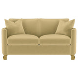 Corliss Upholstered Curved Track Arm Loveseat Camel | Beige | Camel | 508825