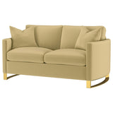 Corliss Upholstered Curved Track Arm Loveseat Camel | Beige | Camel | 508825