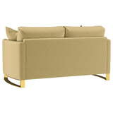 Corliss Upholstered Curved Track Arm Loveseat Camel | Beige | Camel | 508825