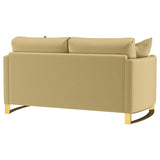 Corliss Upholstered Curved Track Arm Loveseat Camel | Beige | Camel | 508825