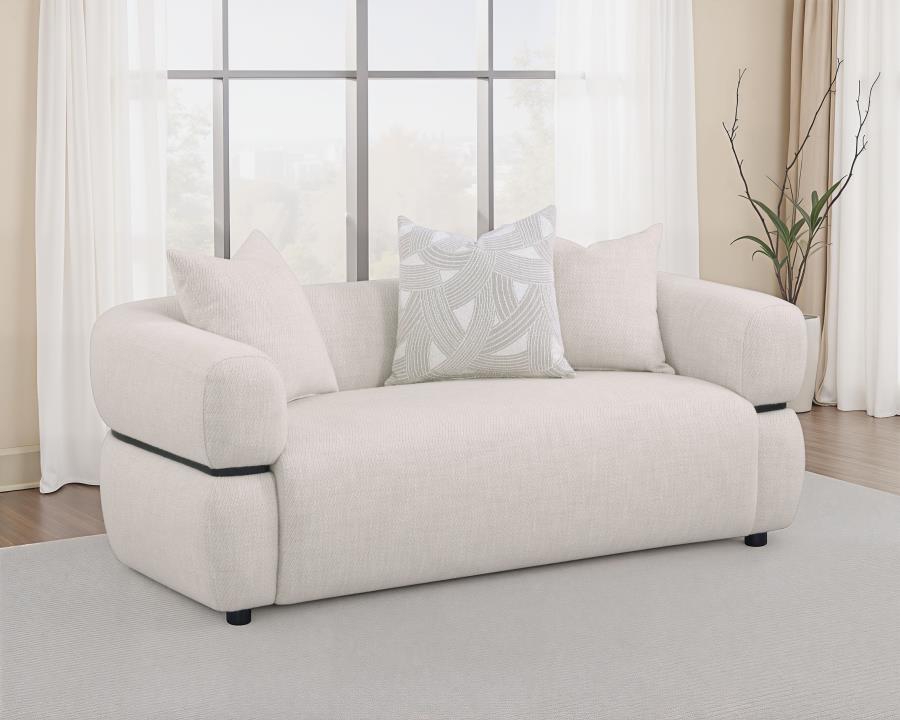Jeanette 73-inch Fabric Upholstered Round Arm Loveseat Beige | Beige | 508962