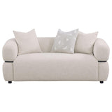 Jeanette 73-inch Fabric Upholstered Round Arm Loveseat Beige | Beige | 508962