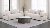 Jeanette 73-inch Fabric Upholstered Round Arm Loveseat Beige | Beige | 508962