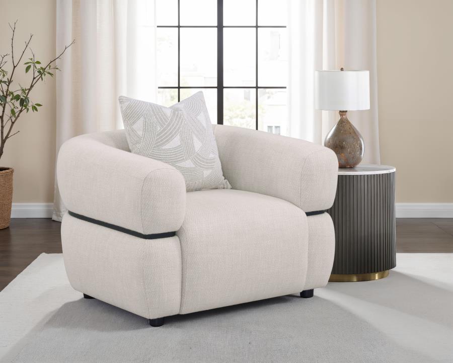 Jeanette Fabric Upholstered Round Arm Accent Chair Beige | Beige | 508963