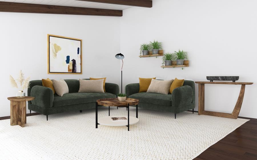 Jade 2-piece Chenille Upholstered Sofa Set Green | Full | Green | 509131-S2