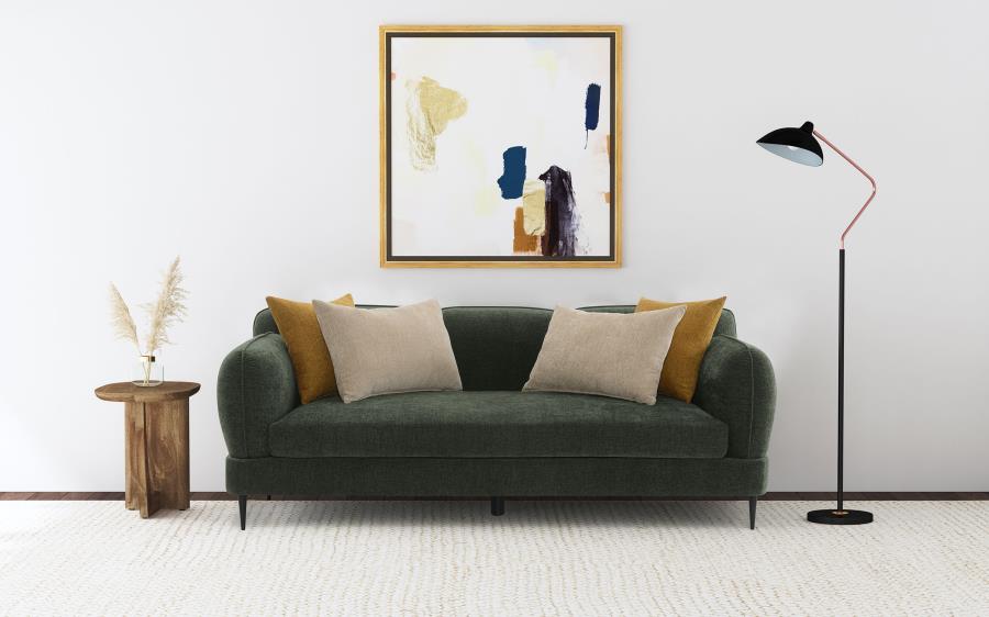 Jade Chenille Upholstered Modern Track Arm Sofa Green | Green | 509131