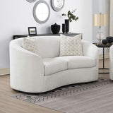 Rainn Boucle Upholstered Sloped Arm Loveseat Latte | Full | Beige | Latte | 509172