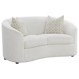 Rainn Boucle Upholstered Sloped Arm Loveseat Latte | Full | White | Latte | 509172