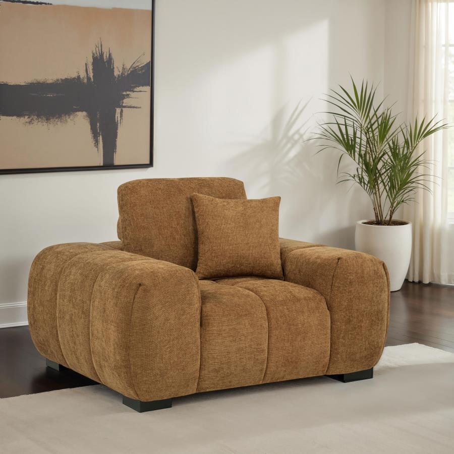 Octavia Upholstered Track Arm Accent Chair Amber | Orange | Amber | 509343