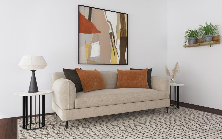 Jade Chenille Upholstered Sculpted Track Arm Sofa Latte | Full | Beige | Latte | 509411