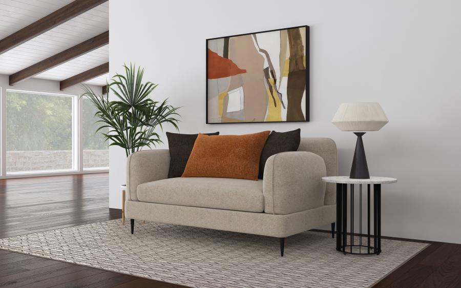 Jade Chenille Upholstered Sculpted Track Arm Loveseat Latte | Full | Beige | Latte | 509412