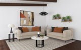 Jade Chenille Upholstered Sculpted Track Arm Loveseat Latte | Full | Beige | Latte | 509412