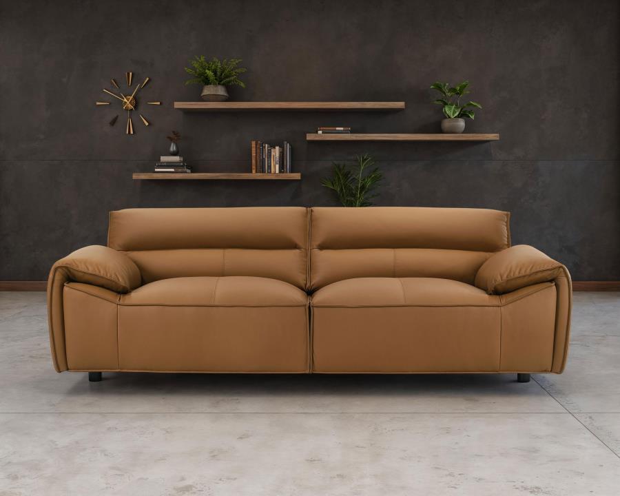 Buxton Top Grain Leather Upholstered Sofa Orange | Full | Orange | 509501