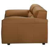 Buxton Top Grain Leather Upholstered Loveseat Orange | Full | Orange | 509502