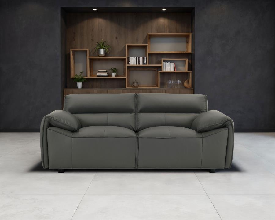 Buxton Top Grain Leather Upholstered Loveseat Graphite | Full | Grey | Graphite | 509505
