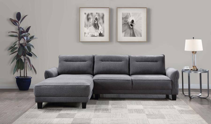 Caspian Upholstered Curved Arm Chaise Sectional Sofa Grey | Grey | 509540
