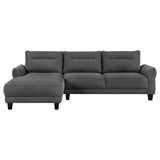 Caspian Upholstered Curved Arm Chaise Sectional Sofa Grey | Grey | 509540