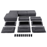 Caspian Upholstered Curved Arm Chaise Sectional Sofa Grey | Grey | 509540