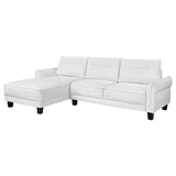 Caspian Upholstered Curved Arm Chaise Sectional Sofa White | White | 509550