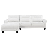Caspian Upholstered Curved Arm Chaise Sectional Sofa White | White | 509550
