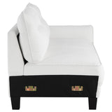Caspian Upholstered Curved Arm Chaise Sectional Sofa White | White | 509550