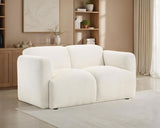 Dorset Fabric Upholstered Round Track Arm Loveseat White | White | 509812