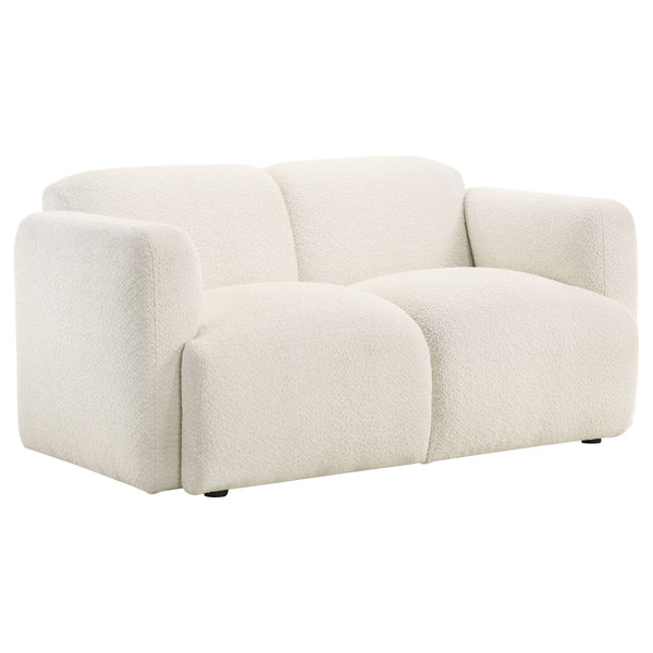 Dorset Fabric Upholstered Round Track Arm Loveseat White