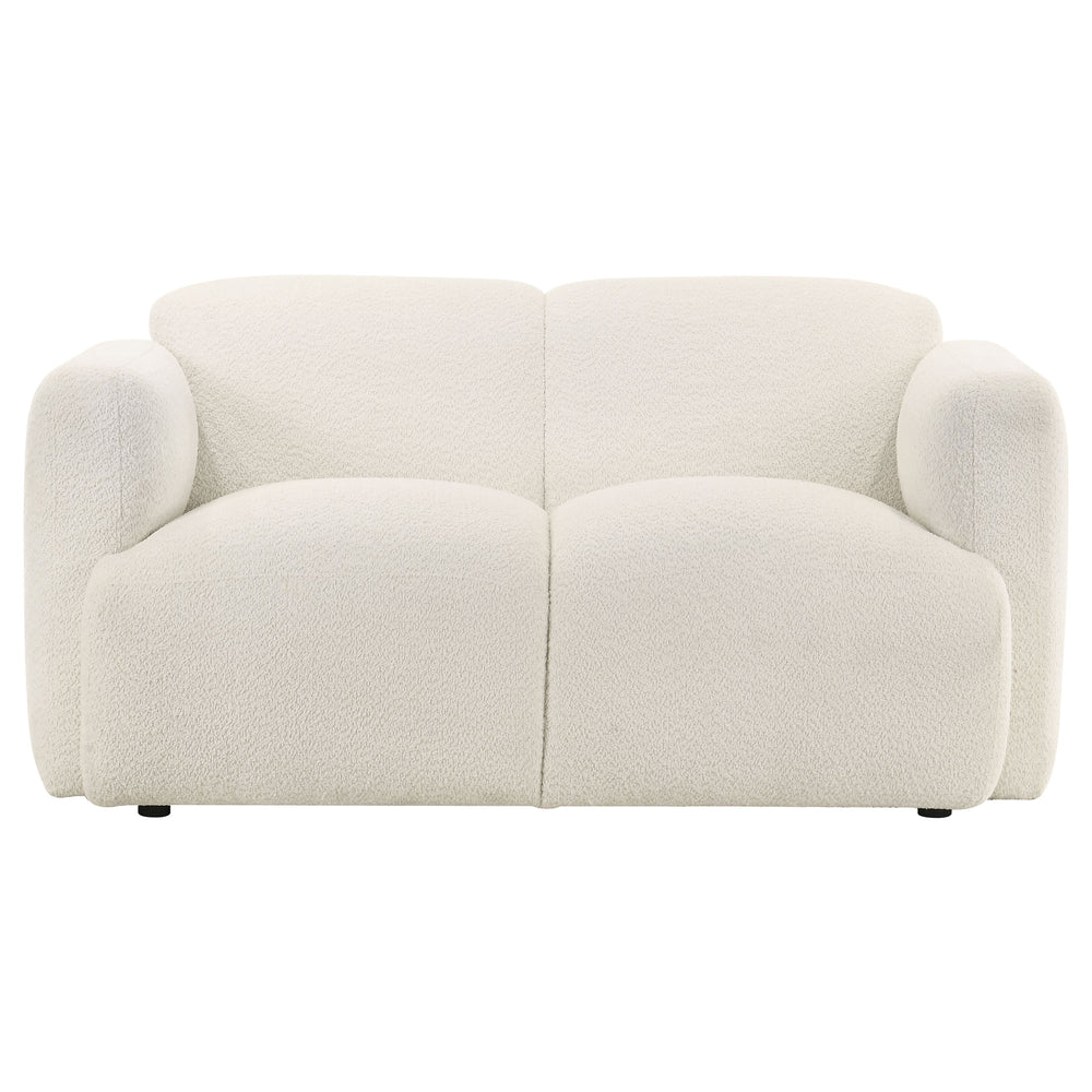 Dorset Fabric Upholstered Round Track Arm Loveseat White