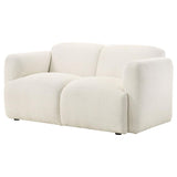 Dorset Fabric Upholstered Round Track Arm Loveseat White | White | 509812