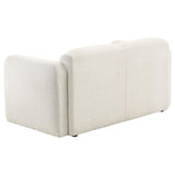 Dorset Fabric Upholstered Round Track Arm Loveseat White | White | 509812
