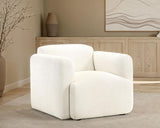 Dorset Fabric Upholstered Round Track Arm Accent Chair White | White | 509813