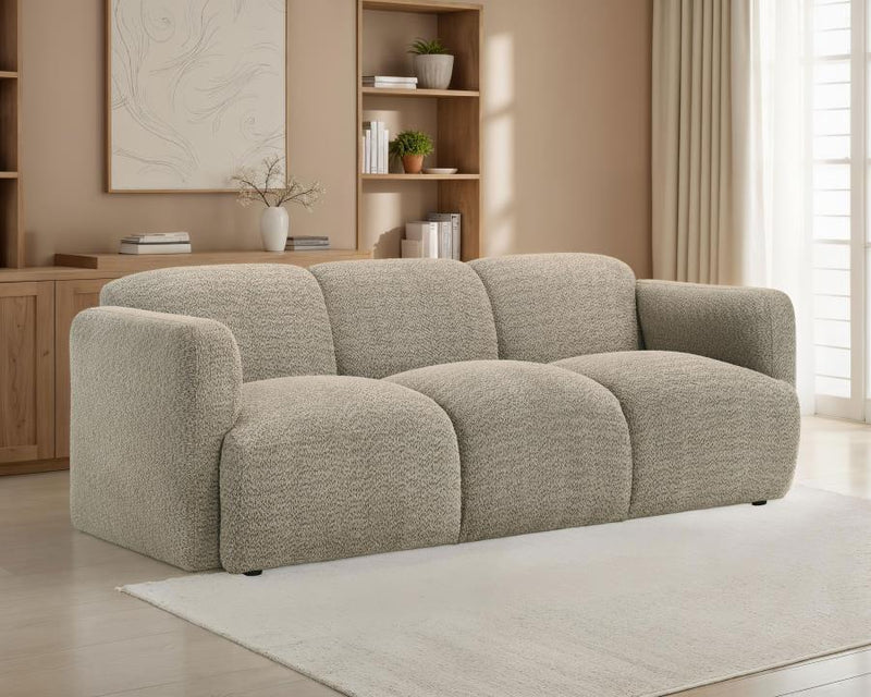 Dorset Fabric Upholstered Round Track Arm Sofa Brown