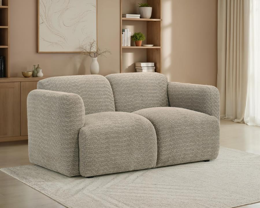 Dorset Fabric Upholstered Round Track Arm Loveseat Brown | Brown | 509815
