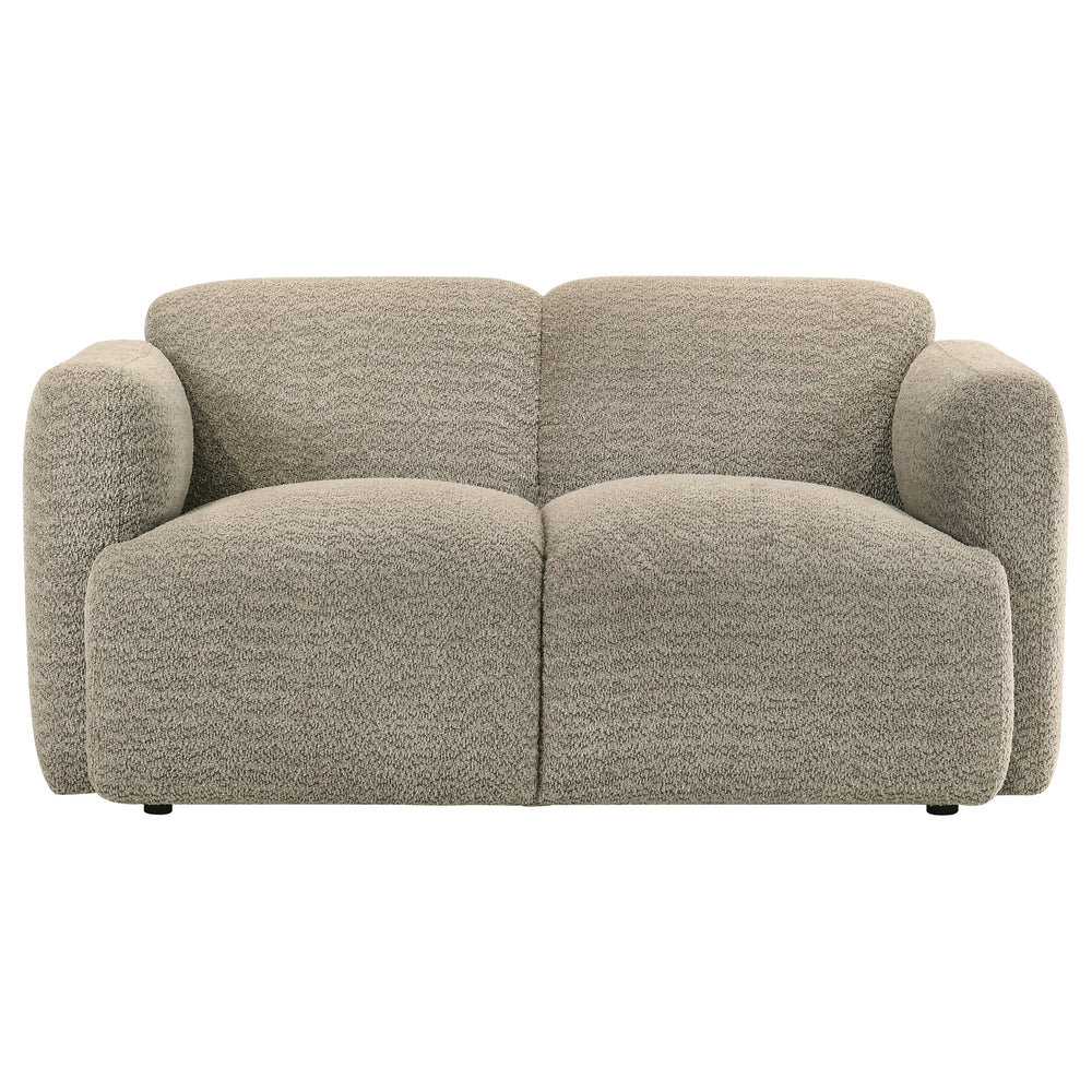 Dorset Fabric Upholstered Round Track Arm Loveseat Brown