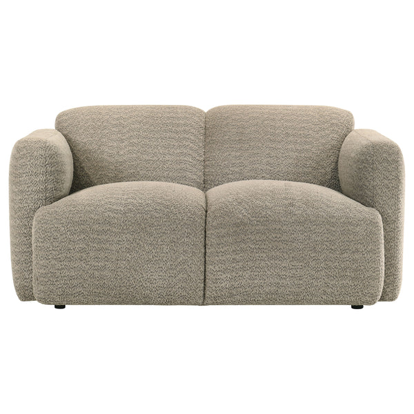 Dorset Fabric Upholstered Round Track Arm Loveseat Brown
