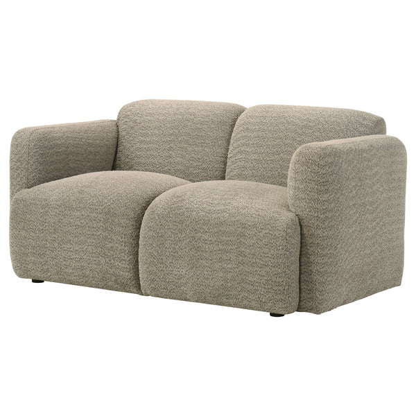 Dorset Fabric Upholstered Round Track Arm Loveseat Brown