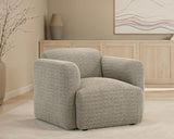 Dorset Fabric Upholstered Round Track Arm Accent Chair Brown | Brown | 509816