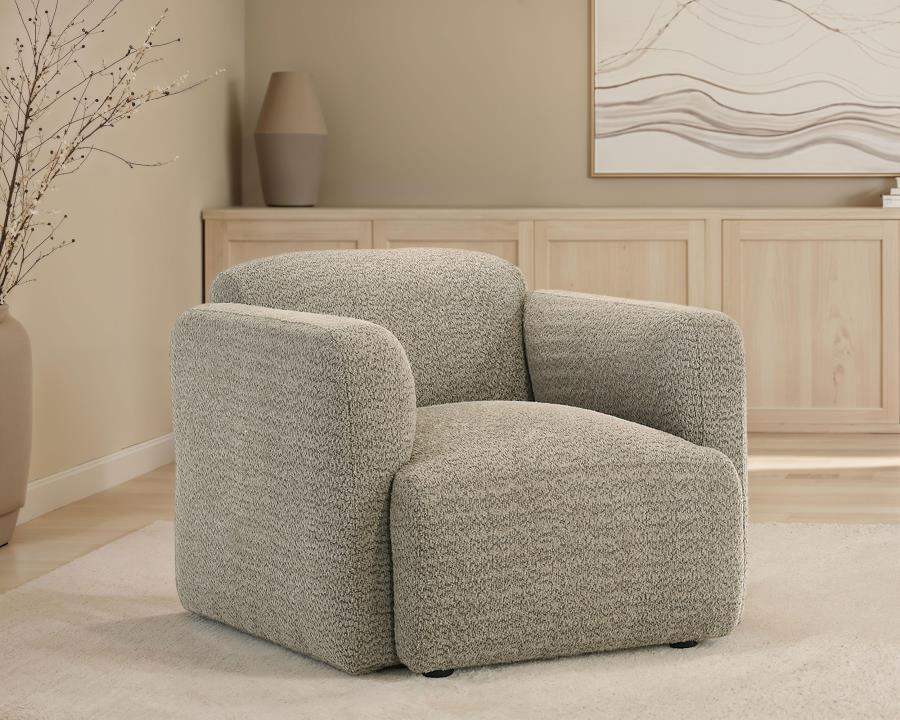 Dorset Fabric Upholstered Round Track Arm Accent Chair Brown | Brown | 509816