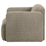 Dorset Fabric Upholstered Round Track Arm Accent Chair Brown | Brown | 509816