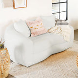 Isabella Faux Sheepskin Upholstered Loveseat Natural | Ivory | 509872