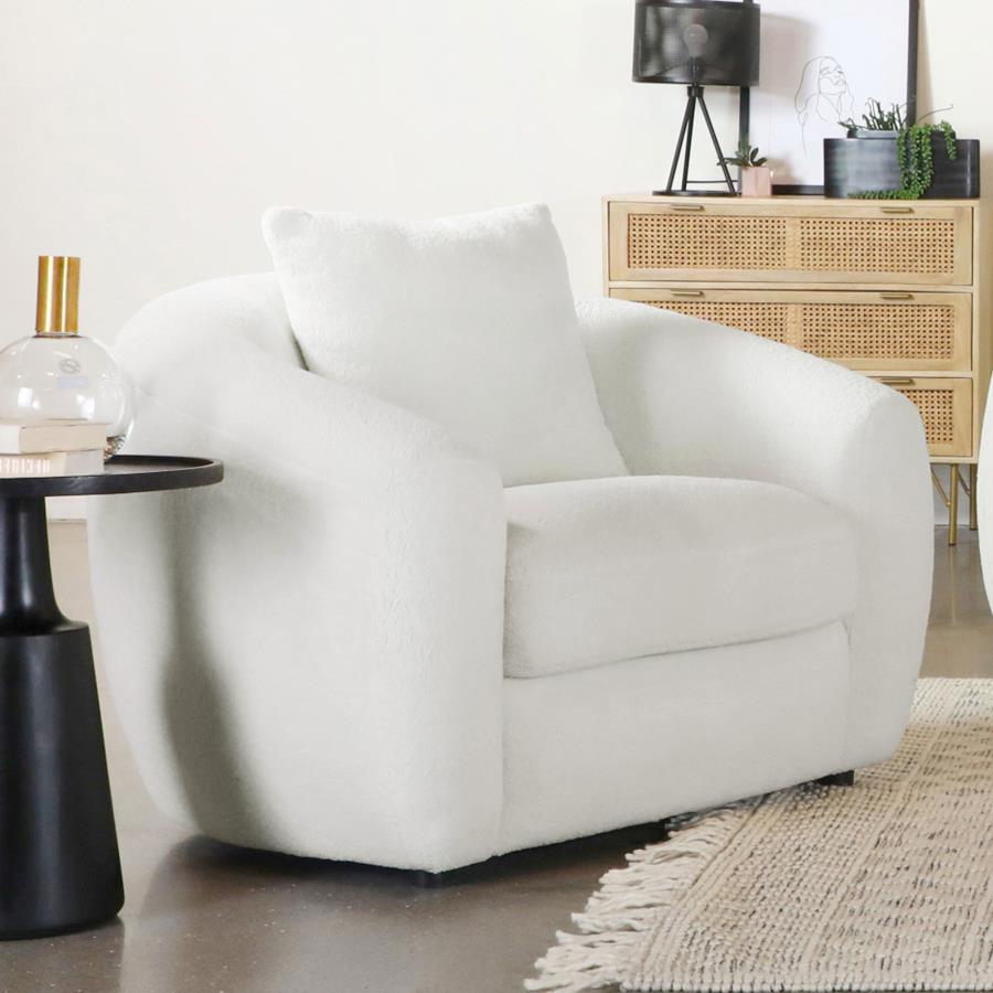 Isabella Faux Sheepskin Upholstered Accent Chair Natural | Ivory | 509873