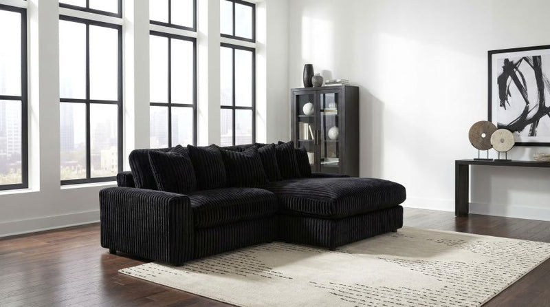 Blaine Upholstered Reversible Chaise Sectional Sofa Black