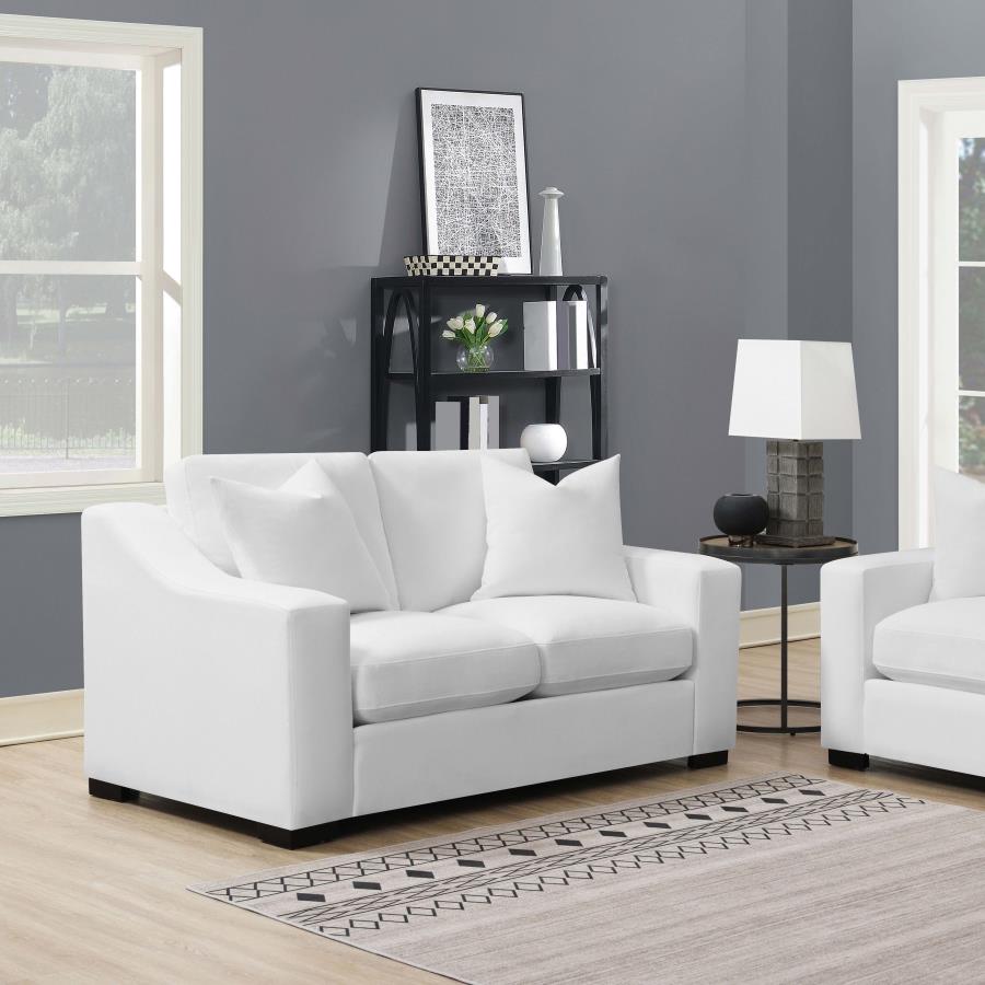 Ashlyn Upholstered Sloped Arm Loveseat White | White | 509892