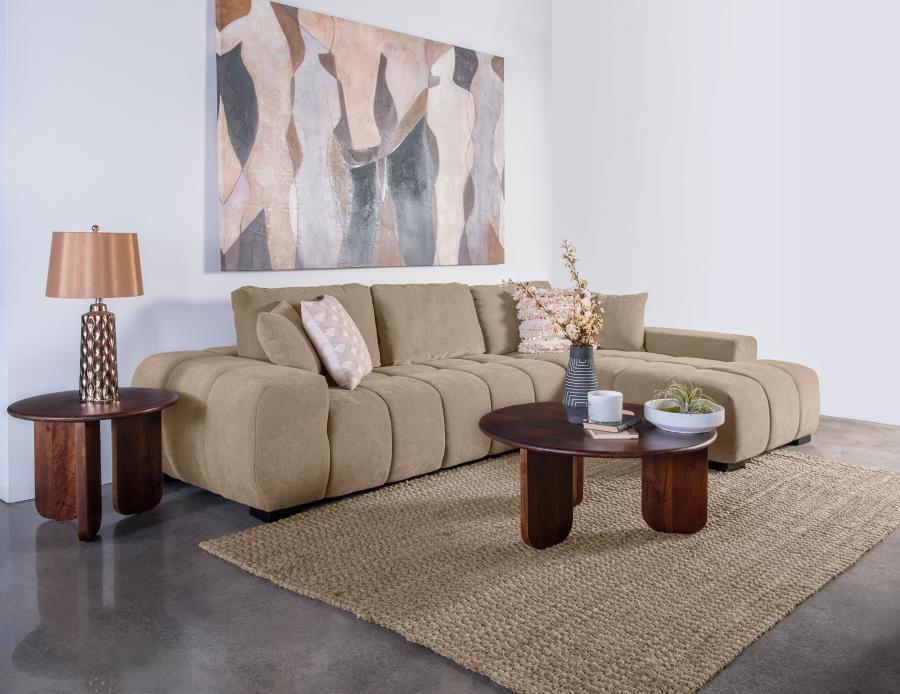 Octavia Upholstered Sectional Chaise Sofa Camel | Beige | Camel | 509961