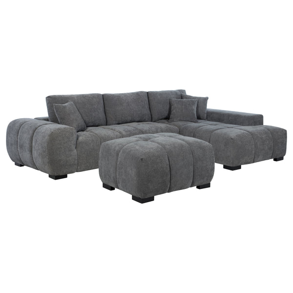 Octavia Upholstered Sectional Chaise Sofa Charcoal Grey