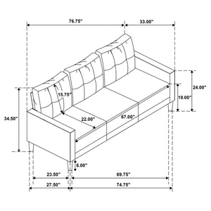 Bowen II Fabric Upholstered Track Arm Sofa Rust
